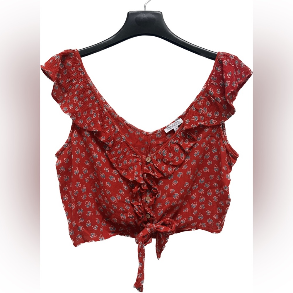 Patrons of Peace | Red Ruffle Crop Top